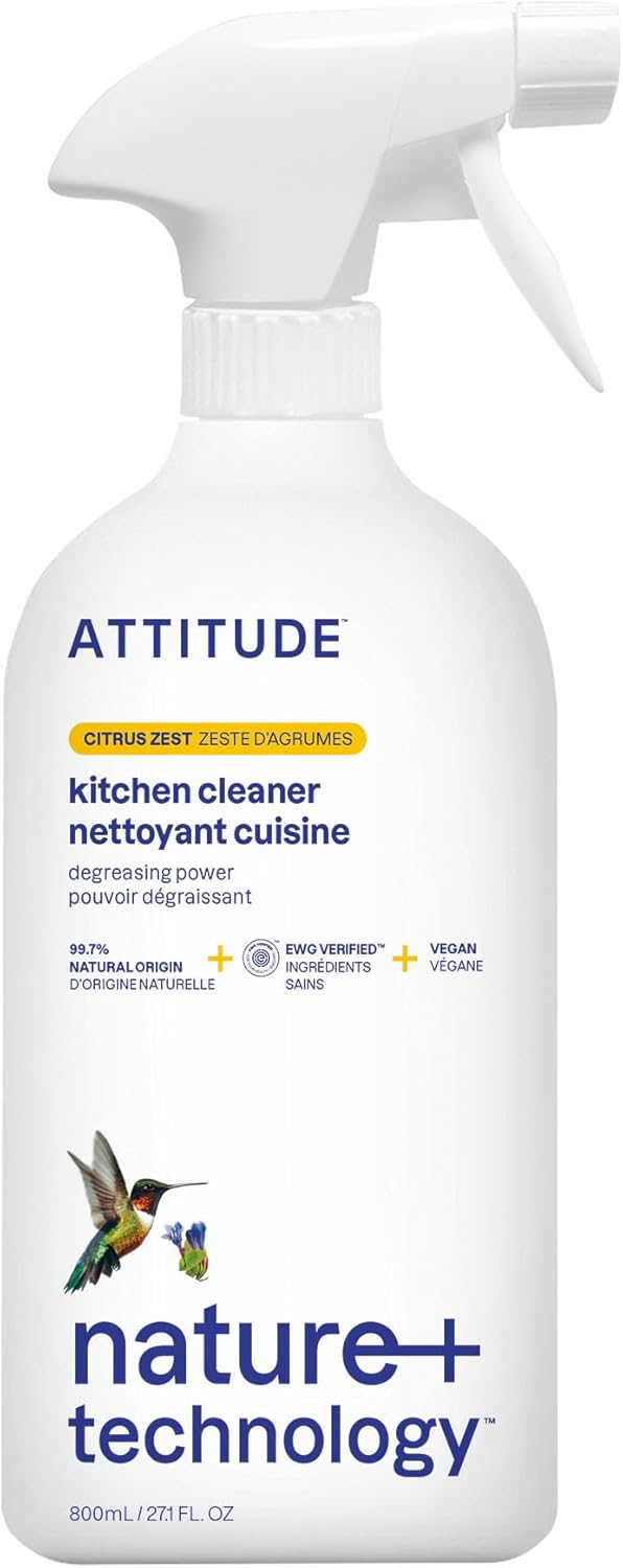 Attitude Kitchen Cleaner, Ewg Verified, Advanced Degreasing Power, Plant And Mineral-Based, Vegan, Citrus Zest, 27.1 Fl Oz