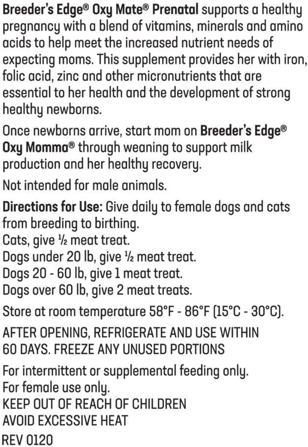 Revival Animal Health Breeder's Edge Oxy Mate - Prenatal Supplement for Dogs & Cats - 30ct Meat Treats : Pet Supplements And Vitamins : Pet Supplies