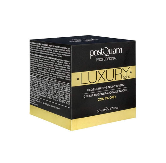 Postquam Professional Luxury Gold Regenerating Night Cream 50Ml - Moisturizing - Tones - Soft And Tighter Skin - Hyaluronic Acid - Almond Oil