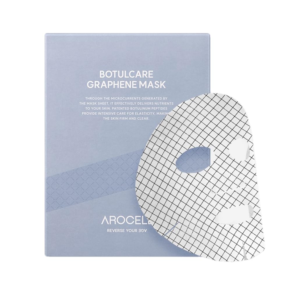 Arocell Botulcare Graphene Mask 5 Facial Sheet Microcurrent Masks Moisturizing Hydrating Elasticity Pore Minimizing Hyaluronic Acid Panthenol Korean Skincare