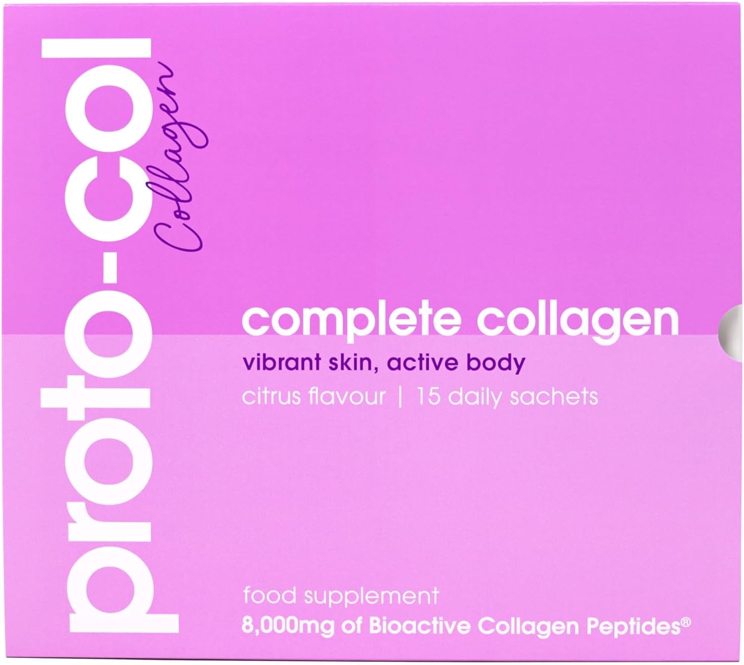 Proto-Col Women'S Complete Collagen Bovine Liquid Collagen Supplement For Women - Collagen Peptides For Healthier Skin, Delicious Citrus Drink - 8000Mg X 15 Sachets