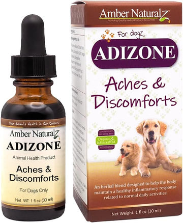 Amber Naturalz Adizone Herbal Supplement For Dogs | Supports A Healthy Inflammatory Response, Occasional Discomfort, And Joint Function | Natural Aid For Active And Aging Canines