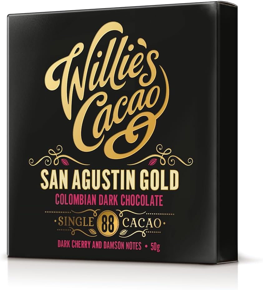 Willie'S Cacao - 88% San Agustin Dark Chocolate Bar - 50G X 12 - Red Fruit Notes - Single Estate Colombian Cacao - Vegan Chocolate - Artisan Chocolate - Bean To Bar