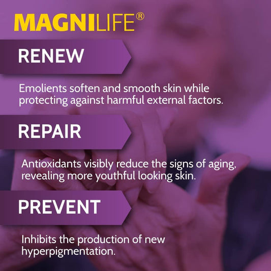 Magnilife Dark Spot Cream, Natural Treatment Diminishes Sun-Damage, Liver Spots, Freckles & Discoloration For Younger Looking Skin - Fader & Corrector For Face, Chest, Hands & Body - 2Oz