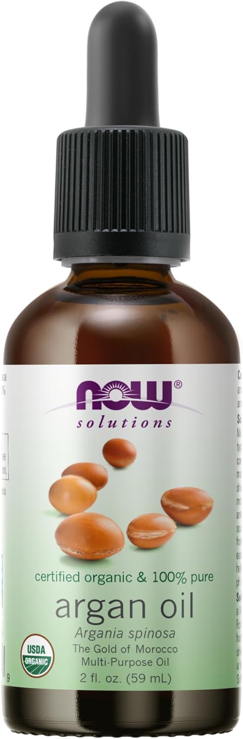 Now Foods Solutions, Organic Argan Oil, Certified Organic And 100% Pure, "Gold Of Morocco" Multi-Purpose Oil, 2-Ounce