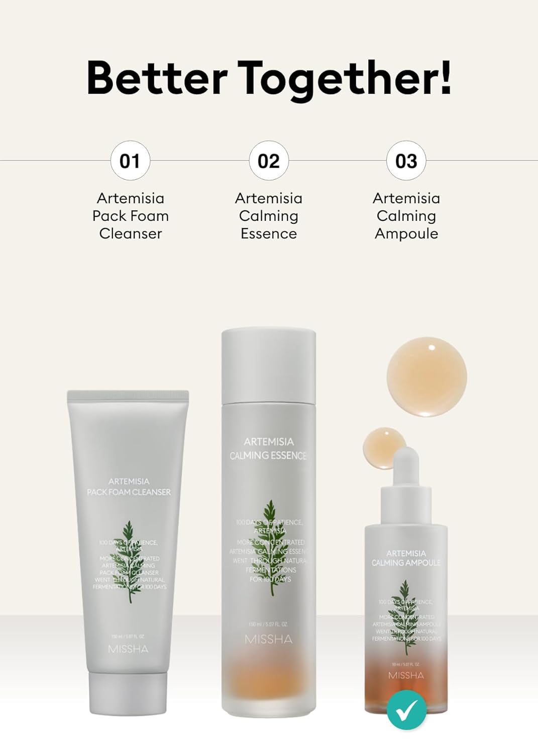 Missha Artemisia Calming Ampoule 1.69 Fl Oz / 50Ml - Face Serum For Sensitive Skin, Korean Skin Care With Double-Fermented Mugwort Extract, Soothes Redness, Acne & Irritation : Beauty & Personal Care