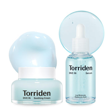 Torriden Dive In Serum 1.69 Fl.Oz. + Soothing Cream (Jar) 3.38 Fl.Oz. | Hyaluronic Acid Care Set | Deep Hydrating Skin Care To Get Glass Skin