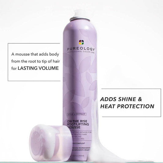 Pureology | Style + Protect On The Rise Root-Lifting Hair Mousse | Medium Control, All Day Volume | Vegan