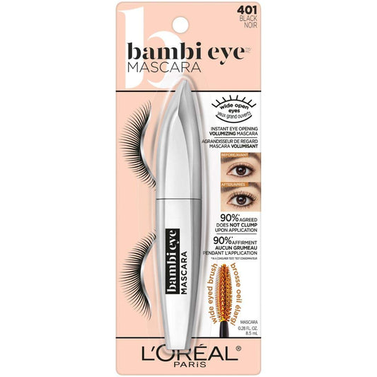 L’Oréal Paris Cosmetics Bambi Eye Washable Mascara, Lasting Volume, Black, 0.28 Fl. Oz