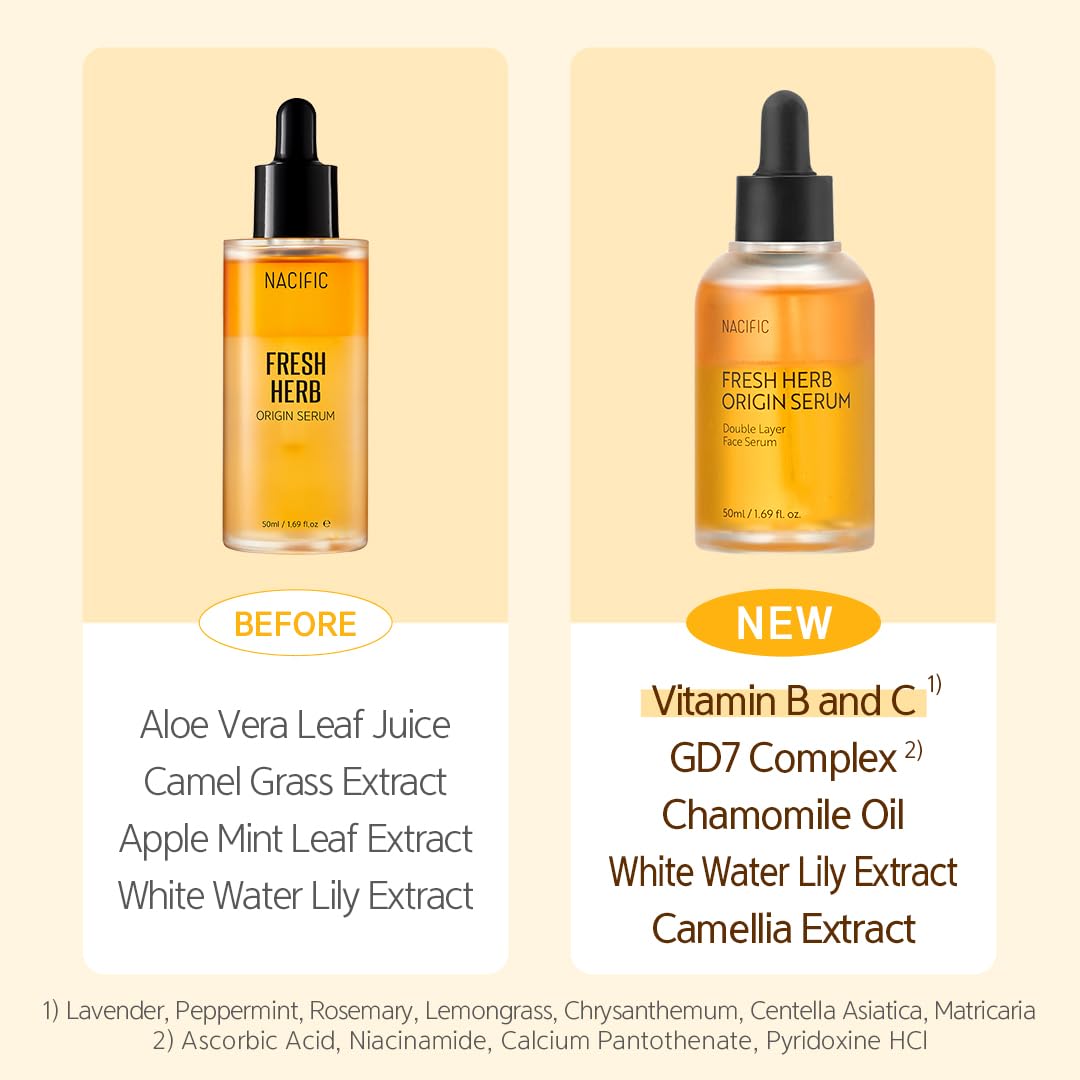 Nacific Fresh Herb Origin Triple Set (Toner 150Ml, Serum 50Ml, Cream 50Ml) 82% Potmarigold Flower Water, Moisturizing, Niacinamide, Pore, Sepicalm, Orange