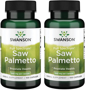 Swanson Saw Palmetto - Herbal Supplement Promoting Male Prostate Health Support - Natural Hair Supplement & Urinary Health Support - 540 Mg 100 Capsules (2 Pack)