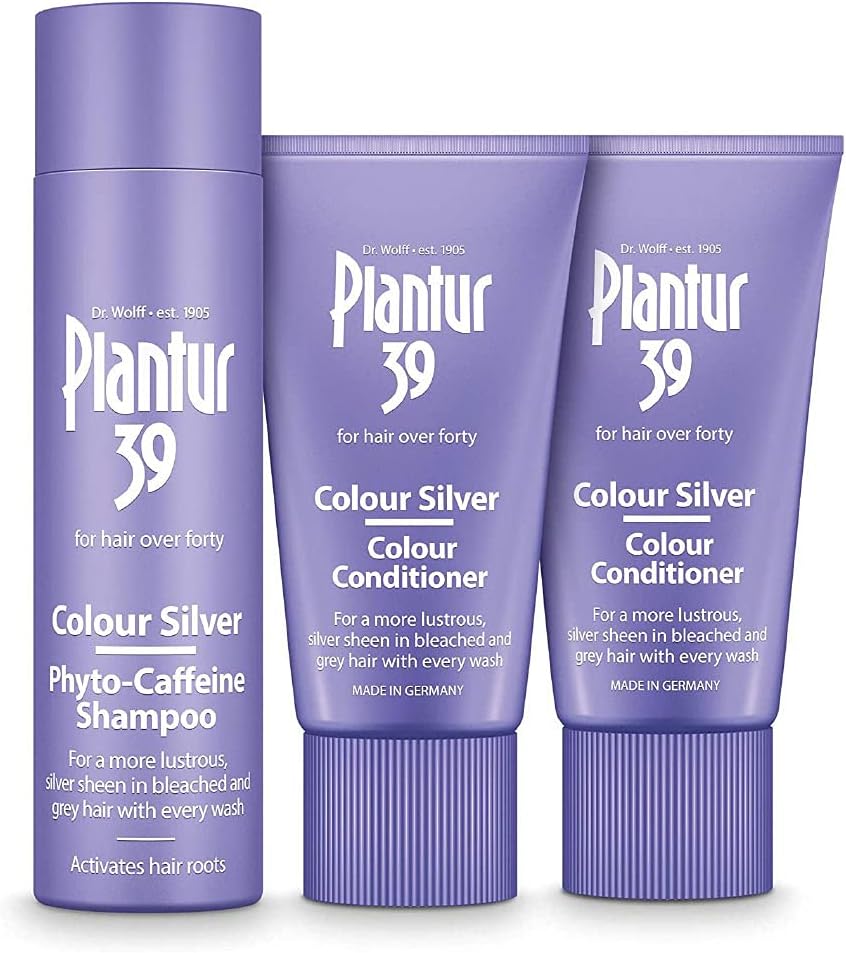 Plantur 39 Purple Shampoo And Conditioner Set | Enhanced Silver Sheen For Bleached And Grey Hair | Prevents And Reduces Hair Loss And Supports Hair Growth | 1X Shampoo 250Ml | 2X Conditioner 150Ml