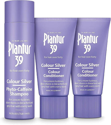 Plantur 39 Purple Shampoo And Conditioner Set | Enhanced Silver Sheen For Bleached And Grey Hair | Prevents And Reduces Hair Loss And Supports Hair Growth | 1X Shampoo 250Ml | 2X Conditioner 150Ml