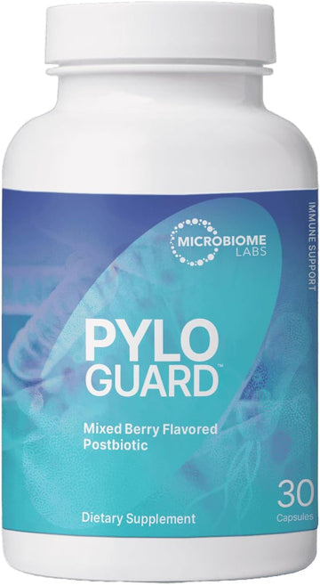 Microbiome Labs Pyloguard - Patented Lactobacillus Reuteri Dsm17648 Drink Mix - Gut Health & Immune Support Supplement - Mixed Berry Flavored Postbiotic (30 Capsules, Add Contents To Water)