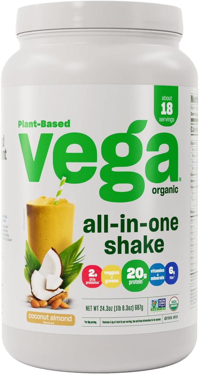 Vega Organic All-in-One Vegan Protein Powder, Coconut Almond - Superfo