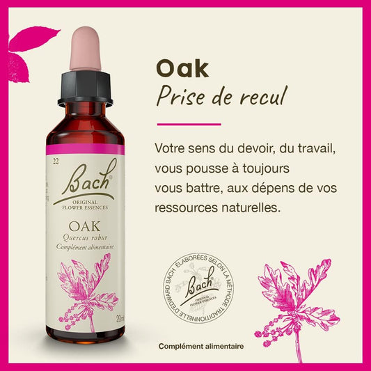 Bach Original Flower Remedies, Oak For Endurance And Strength, Natural Homeopathic Flower Essence, Holistic Wellness, Vegan, 20Ml Dropper