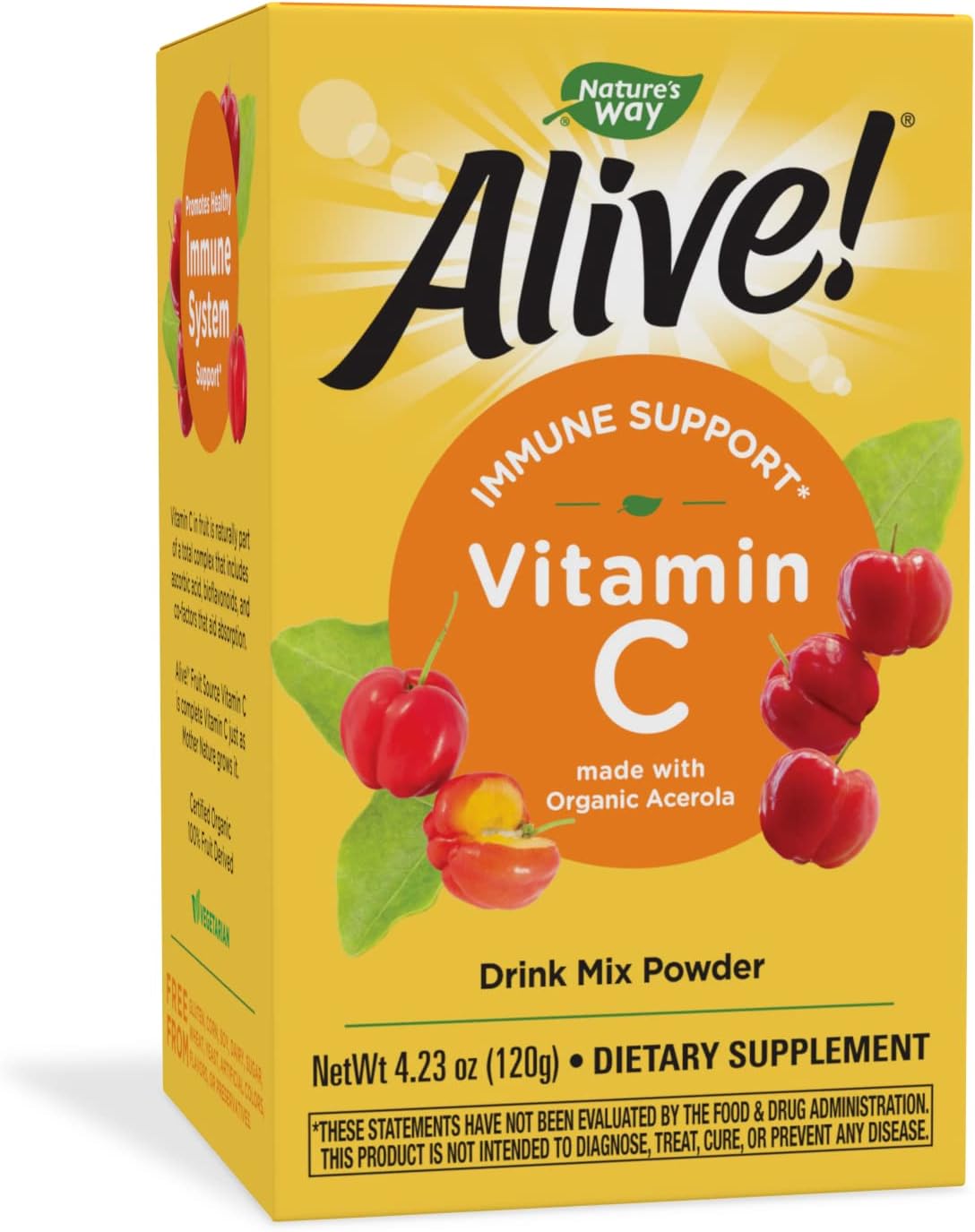 Nature's Way Alive! Vitamin C Powder Drink Mix from Organic Acerola, 4.23 oz