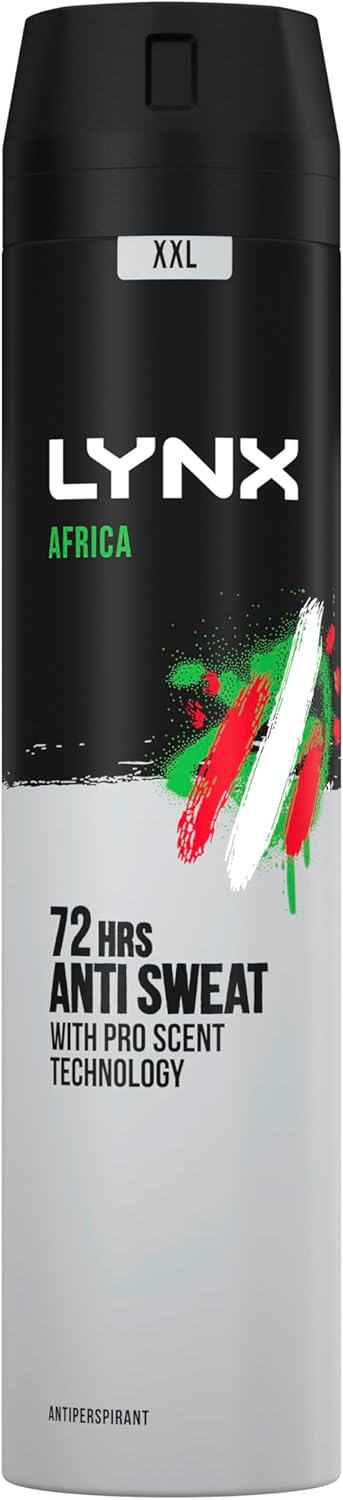 Lynx Xxl Africa Antiperspirant Deodorant Spray 72-Hour Protection Against Odour And Wetness No-Fuss Aerosol For All-Day Freshness 250 Ml