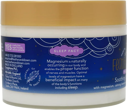 Feather & Down Magnesium Soothing Sleep Butter (300ml) - with Magnesium, Calming Lavender & Chamomile Essential Oils to aid Sleep. Vegan Friendly & Cruelty Free