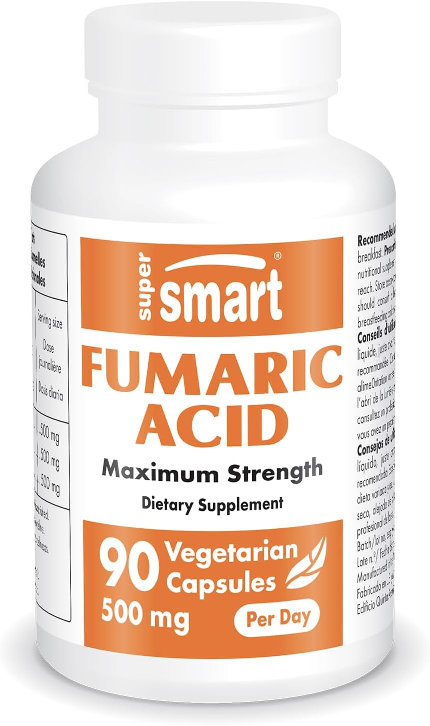 Supersmart - Fumaric Acid 500Mg Per Day (Maximum Strength) - Natural Supplement | Non-Gmo & Gluten Free - 90 Vegetarian Capsules