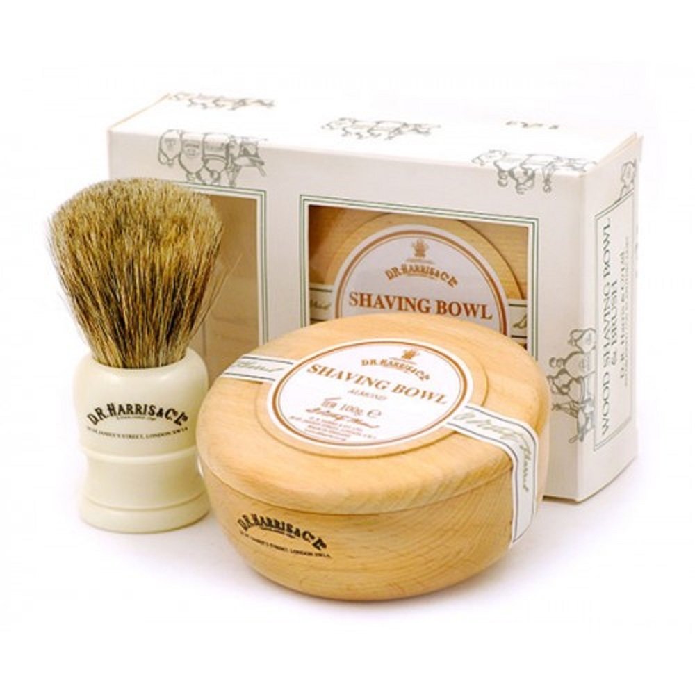 D.R. Harris & Co. Sandalwood Beechwood Shaving Bowl (100G) And Shaving Brush, Shaving Gift Set : Beauty & Personal Care