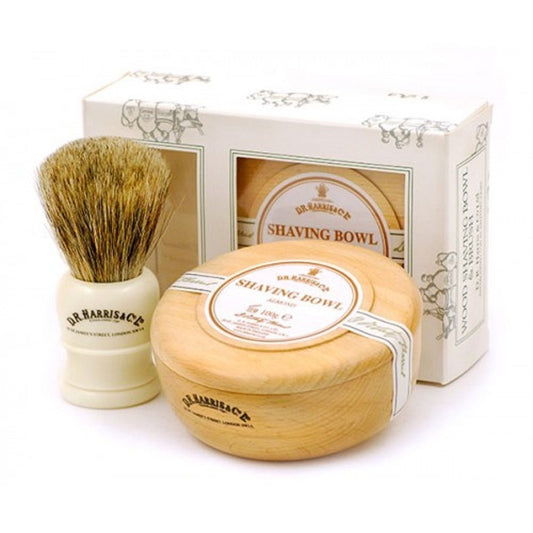 D.R. Harris & Co. Sandalwood Beechwood Shaving Bowl (100G) And Shaving Brush, Shaving Gift Set : Beauty & Personal Care