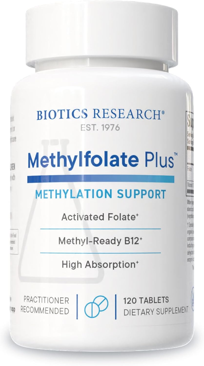 Biotics Research Methylfolate Plus™ Methylfolate, Bioactive Folate + B12, Supports Cardiovascular Health, Fetal Development, Nerve Health, Methylation Support, Homocysteine Levels. 120 Tablets