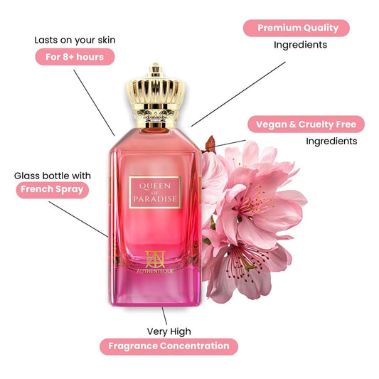 Queen Of Paradise - Long Lasting Arabian Perfumes For Women - Sweet Strawberry & Vanilla Fragrance - Extrait De Parfum 3.4Oz (100Ml) - Luxury Dubai Perfume, Exotic, Edp