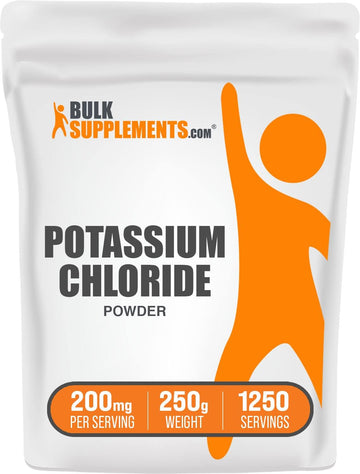 BulkSupplements.com Potassium Chloride Powder - Potassium Supplement Powder, Potassium Chloride Salt Substitute, Potassium Salt - Gluten Free, 200mg per Serving