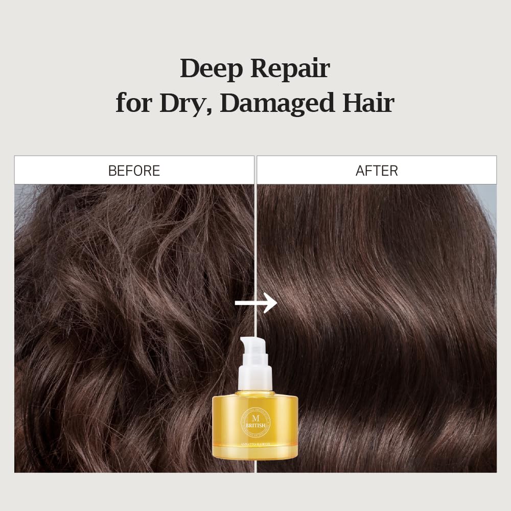 British M Annatto Hair Oil 4.73 Fl. Oz – Frizz-Free Shine, Deep Hydration, Natural Vegan Formula, Uv Protection, Salon-Quality For All Hair Types : Beauty & Personal Care