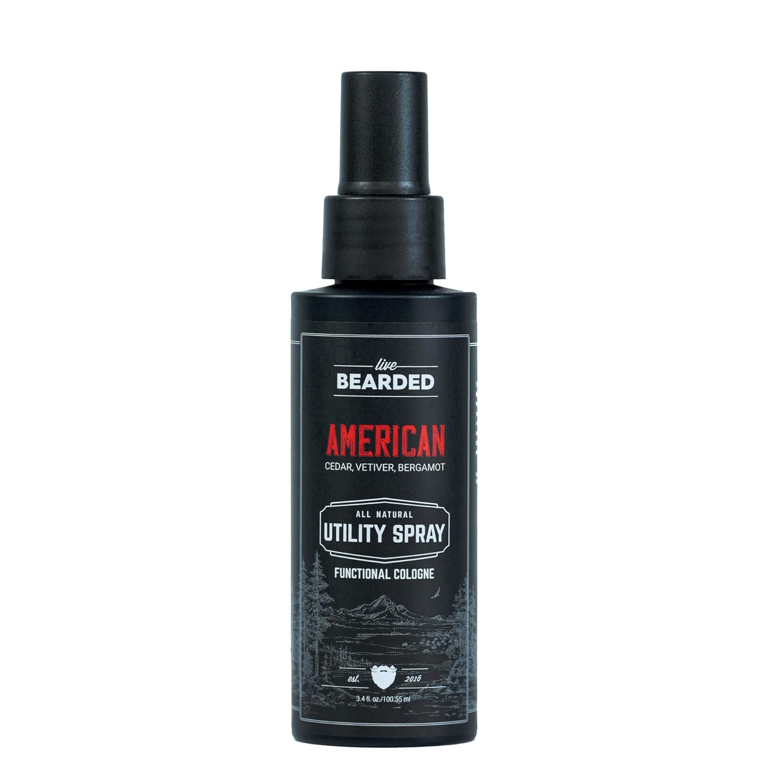 Live Bearded Utility Spray - All Purpose Cologne With Natural Fragrance - Made In The Usa - 3.4 Fl Oz Bottle | American Scent - Cedar, Vetiver, Bergamont