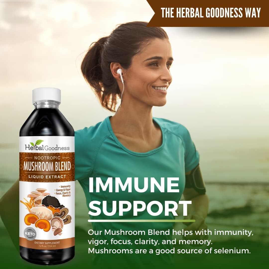 Mushroom Blend 12oz - Lions Mane Liquid Mushroom Supplement - Nootropic Mushroom Extract - Immune Support, Joint Health Support, Nootropic Health, Dynamic Brain : Health & Household