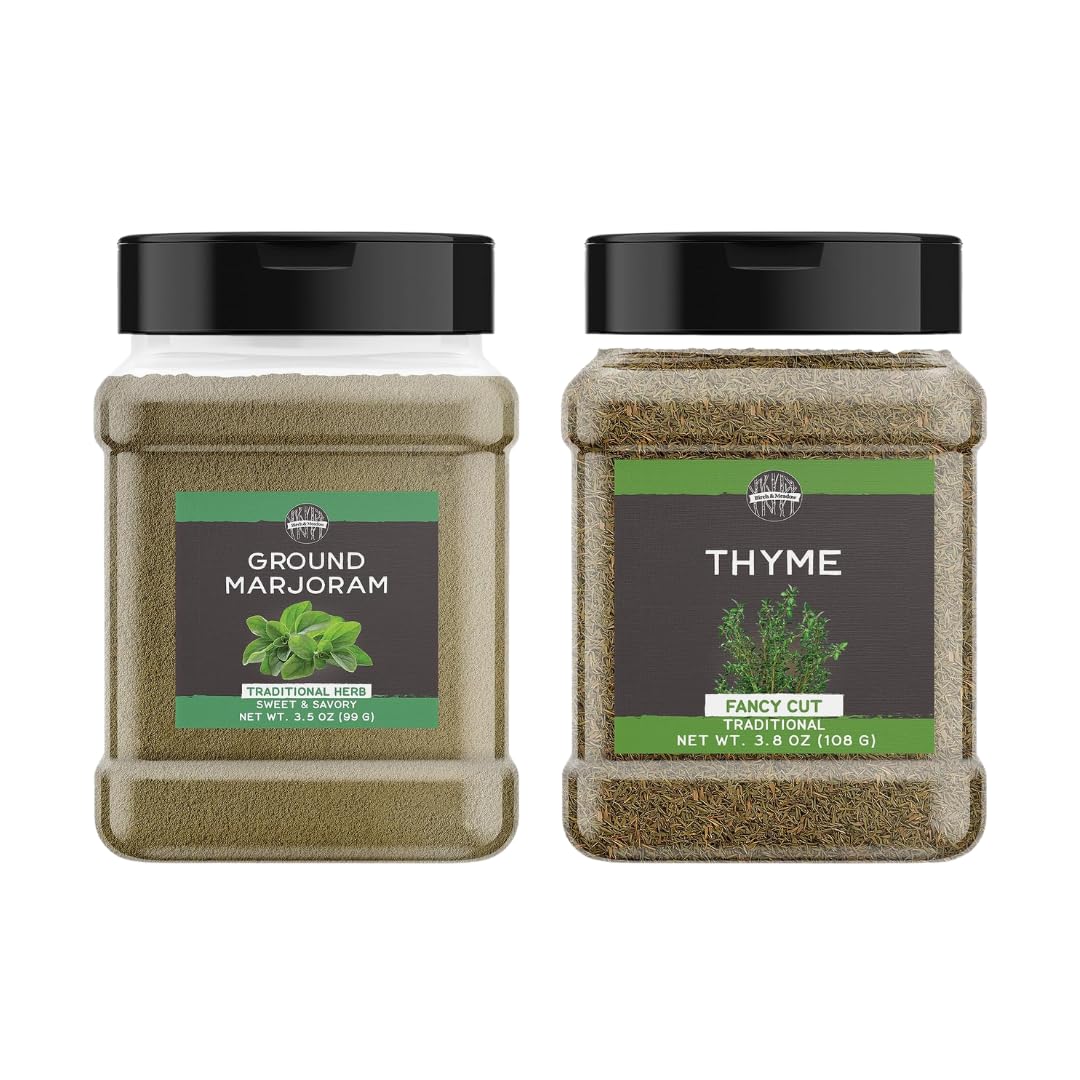 Birch & Meadow Ground Marjoram & Thyme Leaves Bundle, Various Sizes, Kitchen Staples, Savory Flavors