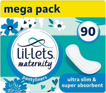 Lil-Lets Maternity Pantyliners, 90 x Ultra Slim Pantyliners, 3 Packs of 30 Pant Liners, for Pre & Post Birth Use, Light Bladder Weakness, Discharge or Spotting