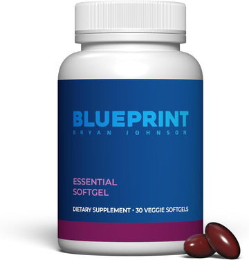Blueprint Bryan Johnson Essential Softgel Supplement - Lutein, Zeaxanthin, Lycopene, Vitamin K1 & K2 Mk-7 & Mk-4 - Optimal Vision, Bone & Heart Health Support - Vegan, All Ages (30 Servings)