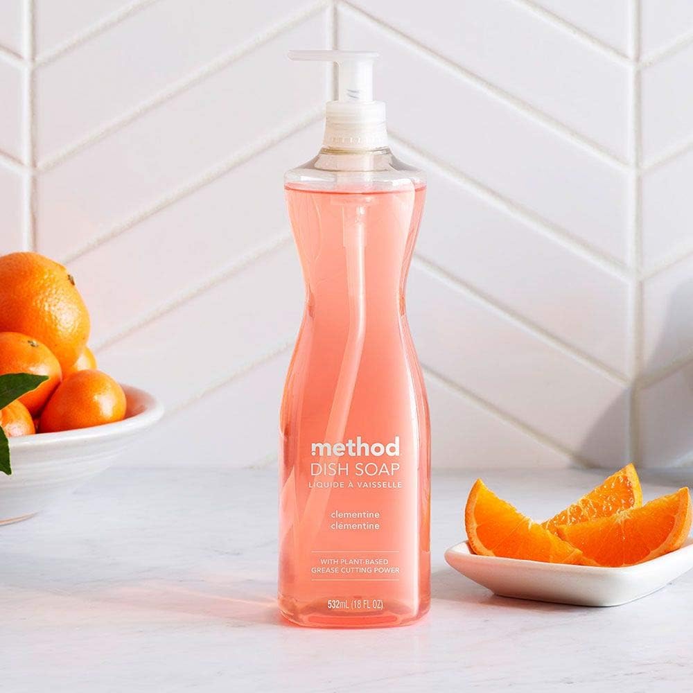 Method Gel Dish Soap, Clementine Scent, Biodegradable Formula, Tough On Grease & Stuck-On Food, Cruelty Free Formula, Made With Recycled Plastic, 18 Fl Oz : Health & Household