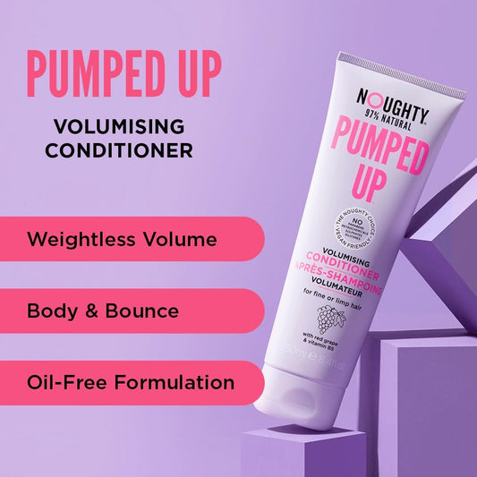 Noughty 97% Natural, Pumped Up Volumizing Shampoo, Sulphate Free Vegan Haircare, For Fine Or Limp Hair, With Red Grape & Vitamin B5 250Ml