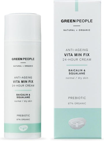 Green People Vita Min Fix Moisturiser - 24-Hour Cream - With Squalane (Derived From Olives) For Normal & Dry Skin - Paraben & Alcohol Free - Cruelty Free & Vegan, 50Ml