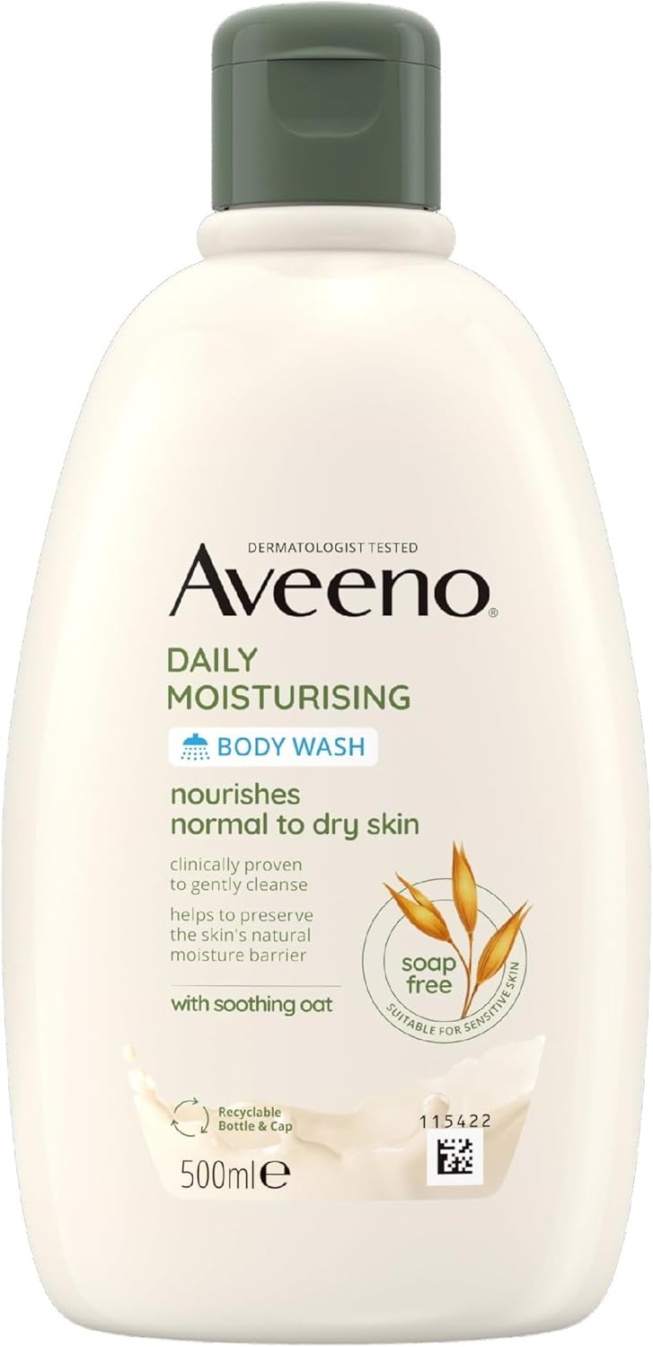 Aveeno Daily Moisturising Body Wash (1X 500Ml), Gentle Wash With Soothing Colloidal Oatmeal, Nourishing Body Cleanser For Sensitive And Normal To Dry Skin