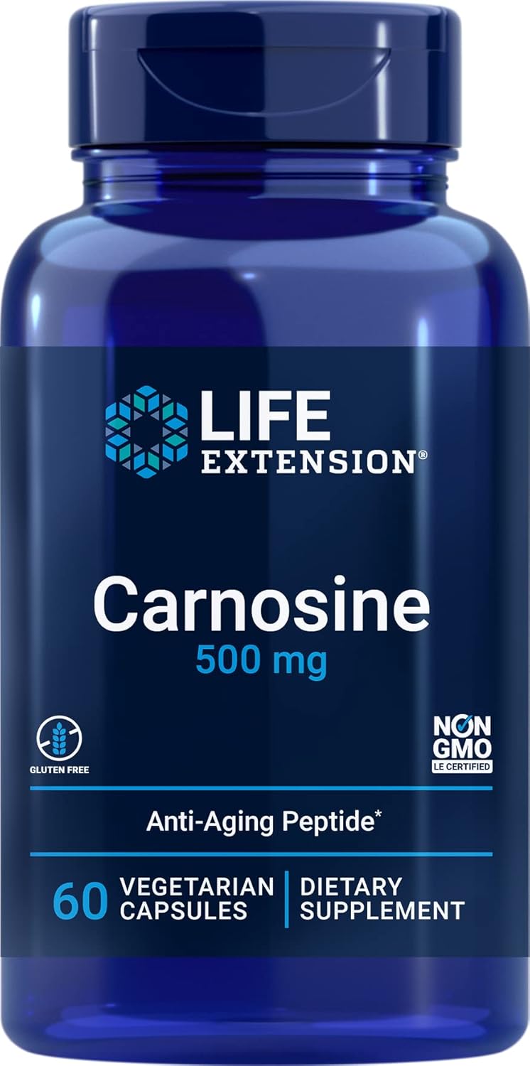 Life Extension Carnosine, Healthy Aging, Exercise Recovery, Gluten-Free, Non-Gmo, Vegetarian, 60 Capsules