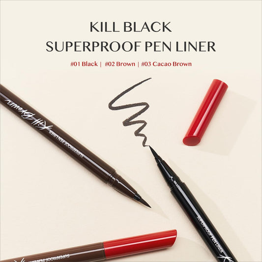 Clio Waterproof Pen Liquid Eye Liner, Precision Tip, Long Lasting, Smudge-Resistant, High-Intensity Color (002 Brown (New))