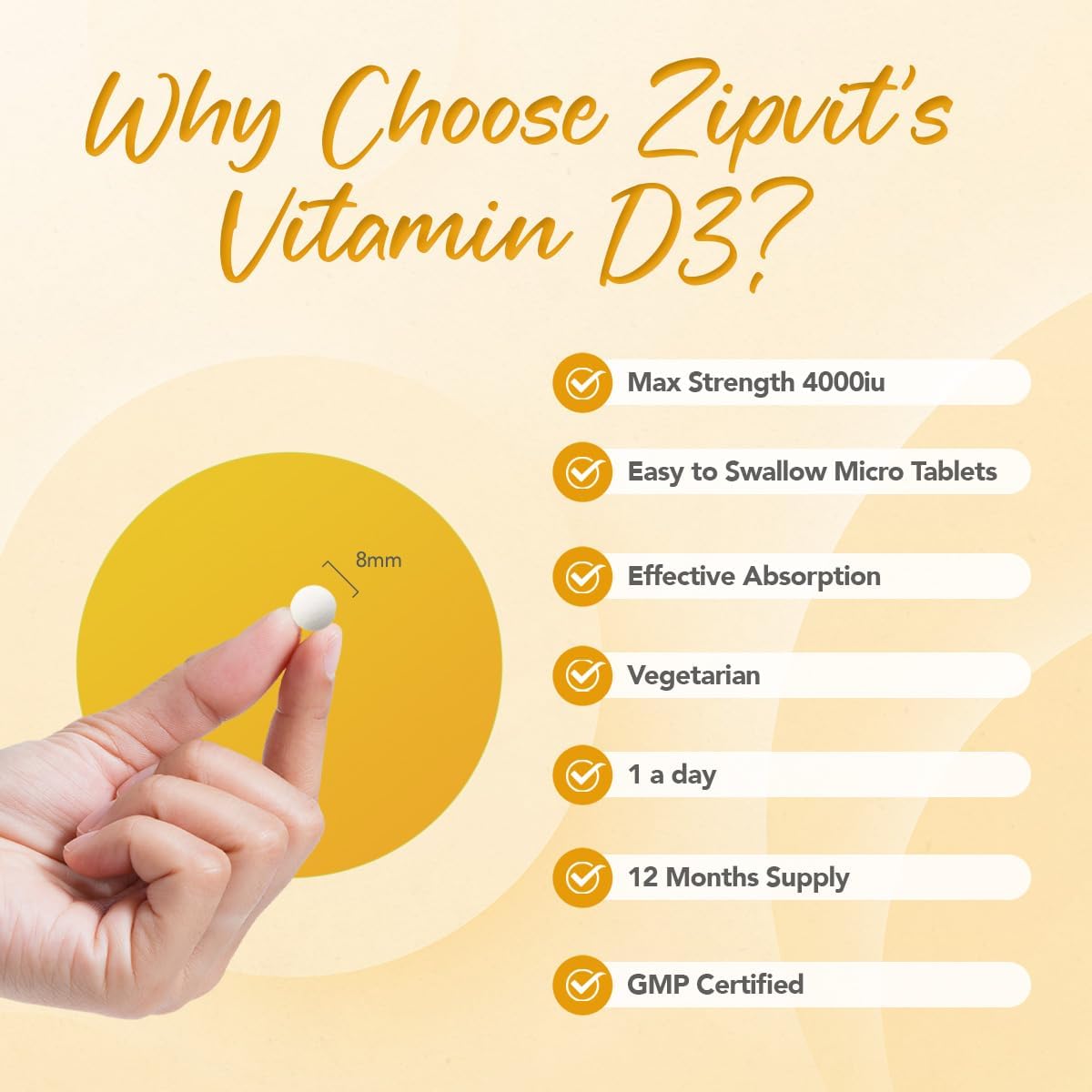 Zipvit Vitamin D3 4000 IU, 360 Maximum Strength Vitamin D Tablets, 12 Months Supply, Vegetarian, 1 a Day, VIT D3 As Cholecalciferol, Supports Bones Muscles, Immune System : Amazon.co.uk: Health & Personal Care