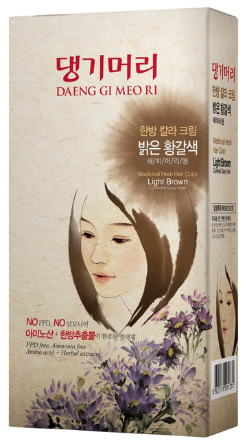 Daeng Gi Meo Ri – Korean Herbal Hair Dye Color Cream [Light Brown] - Ppd-Free Gray Coverage, Hair Protection, High-Keratin Formula, 5 Oz