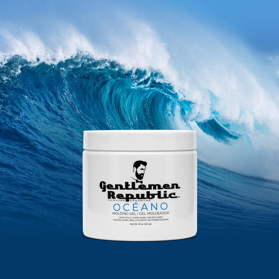 Gentlemen Republic Oceano Men'S Hair Gel 16Oz - Strong Touchable Hold And High Shine Styling Gel For Hair, 100% Alcohol-Free Professional Formula With Fresh Scent, Mens Hair Product Made In Usa : Beauty & Personal Care