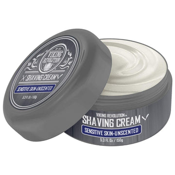 Luxury Shaving Cream For Sensitive Skin- Unscented - Soft, Smooth & Silky Shaving Soap - Rich Lather For The Smoothest Shave - 5.3Oz