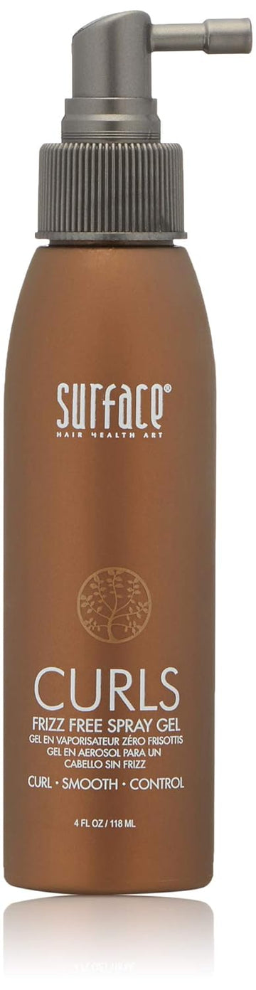 Surface Hair Curl Frizz Free Spray Gel, Lightweight Control With Cocoa Butter And Babassu Oil, For Curly Or Straight Hair 4 Fl. Oz