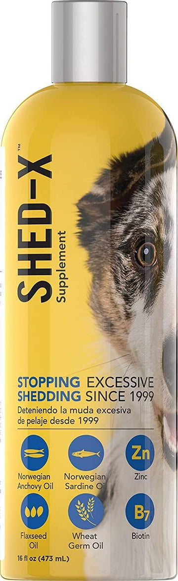 Shed-X Liquid Dog Supplement, 16oz – 100% Natural – Helps Control Excessive Dog Shedding with Fish Oil for Dogs Supplement of Essential Fatty Acids, Vitamins, and Minerals