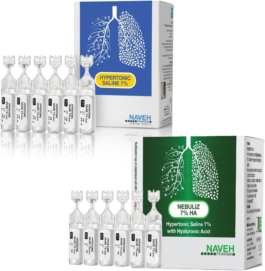 Naveh Pharma Rsv Hypertonic Saline Solution 7% + Rsv Hypertonic Saline Solution 7%+ Hyaluronic Acid - Nebulizer Diluent For Inhalators And Nasal Hygiene Devices Helps Clear Congestion