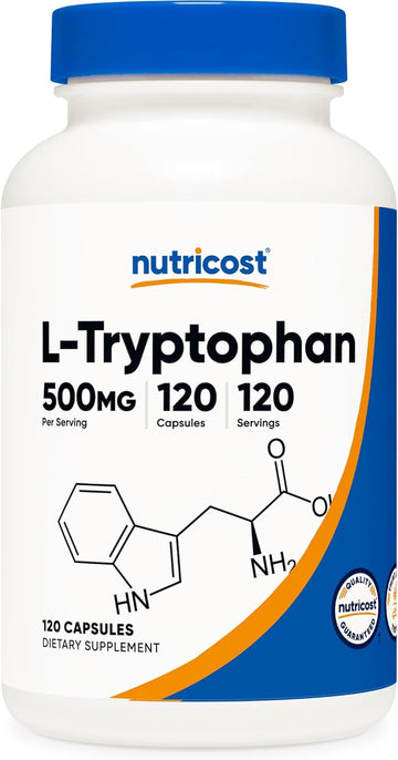 Nutricost L-Tryptophan 500Mg, 120 Capsules - With Bioperine, Gluten Free, Non-Gmo