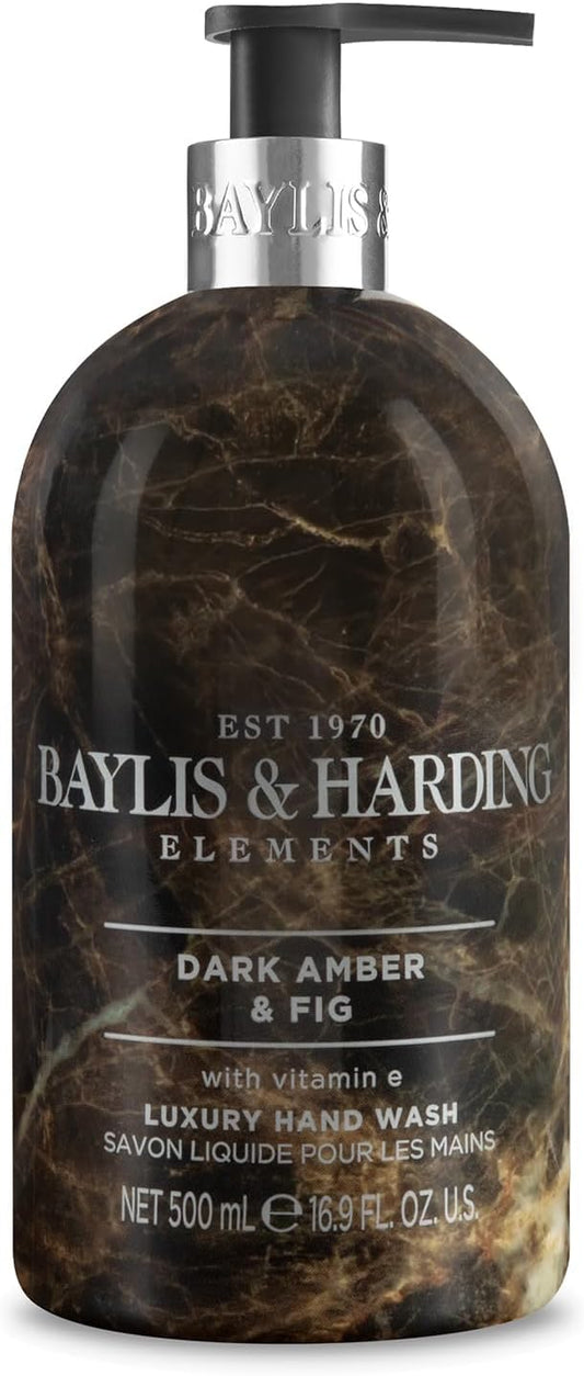 Baylis & Harding Elements Dark Amber & Fig Luxury Body Wash, 500 Ml (Pack Of 4) - Vegan Friendly